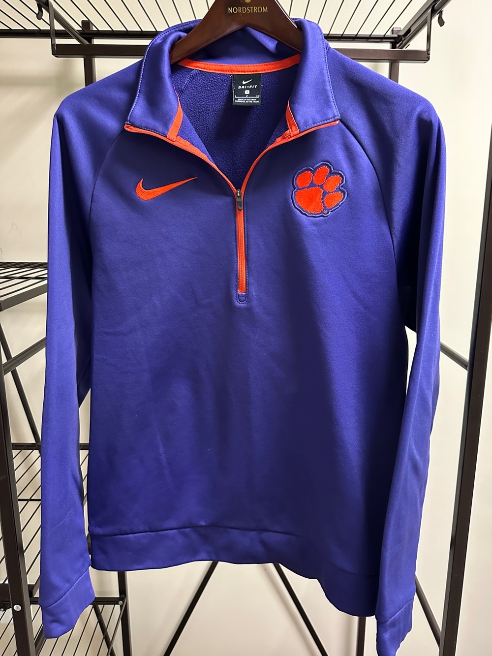 Nike Clemson Tigers Purple Quarter-Zip Pullover with Orange Trim